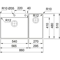 Franke BWX 220-54-27 Box Center Inox Tezgah Üstü Eviye