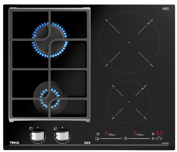 Teka JZC 64322 ABC BK (E4) 60 cm Siyah Camlı İndüksiyonlu + Gazlı Hibrit Ocak