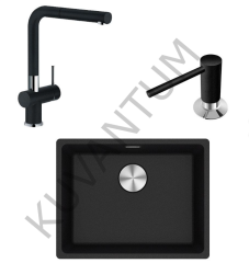 Franke Maris MRG 110-52 Nero Granit Evye  + Active Plus Doccia Batarya + Sıvı Sabunluk