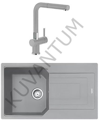 Franke Urban 611-86 Stone Grey (Taş Gri) Eviye + Franke Active Plus Doccia 2.0 Armatür