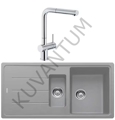 Franke Basis BFG 651 1,5 Gözlü Granit Eviye Stone Grey (Taş Grisi) + Franke Active Plus Doccia Armatür