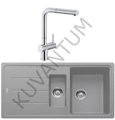 Franke Basis BFG 651 1,5 Gözlü Granit Eviye Stone Grey (Taş Grisi) + Franke Active Plus Doccia Armatür