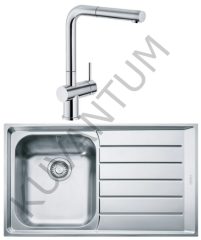 Franke Neptun NEX 611 Sol Damlalıklı Inox Evye + Active Plus Doccia Krom Armatür Seti