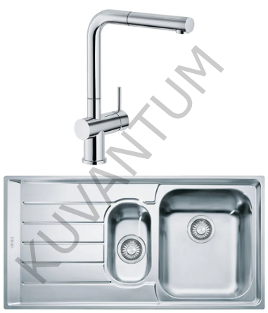 Franke Neptun NEX 651 1,5 Gözlü Sol Damlalıklı Inox Evye + Active Plus Doccia Krom Armatür Seti