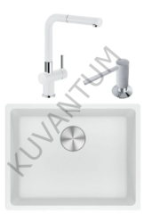 Franke Maris MRG 110-52 Tezgah Altı Granit Eviye + Active Plus Doccia Spiralli Armatür Bianco