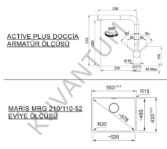 Franke Maris MRG 110-52 Tezgah Altı Granit Eviye + Active Plus Doccia Spiralli Armatür Oyster