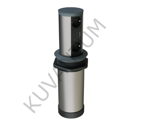Hafele STEP II Priz Bas-Aç 2xPriz2xUSB Antrasit