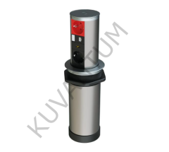 Hafele STEP II Priz Bas-Aç 2xPriz2xUSB Mat Krom
