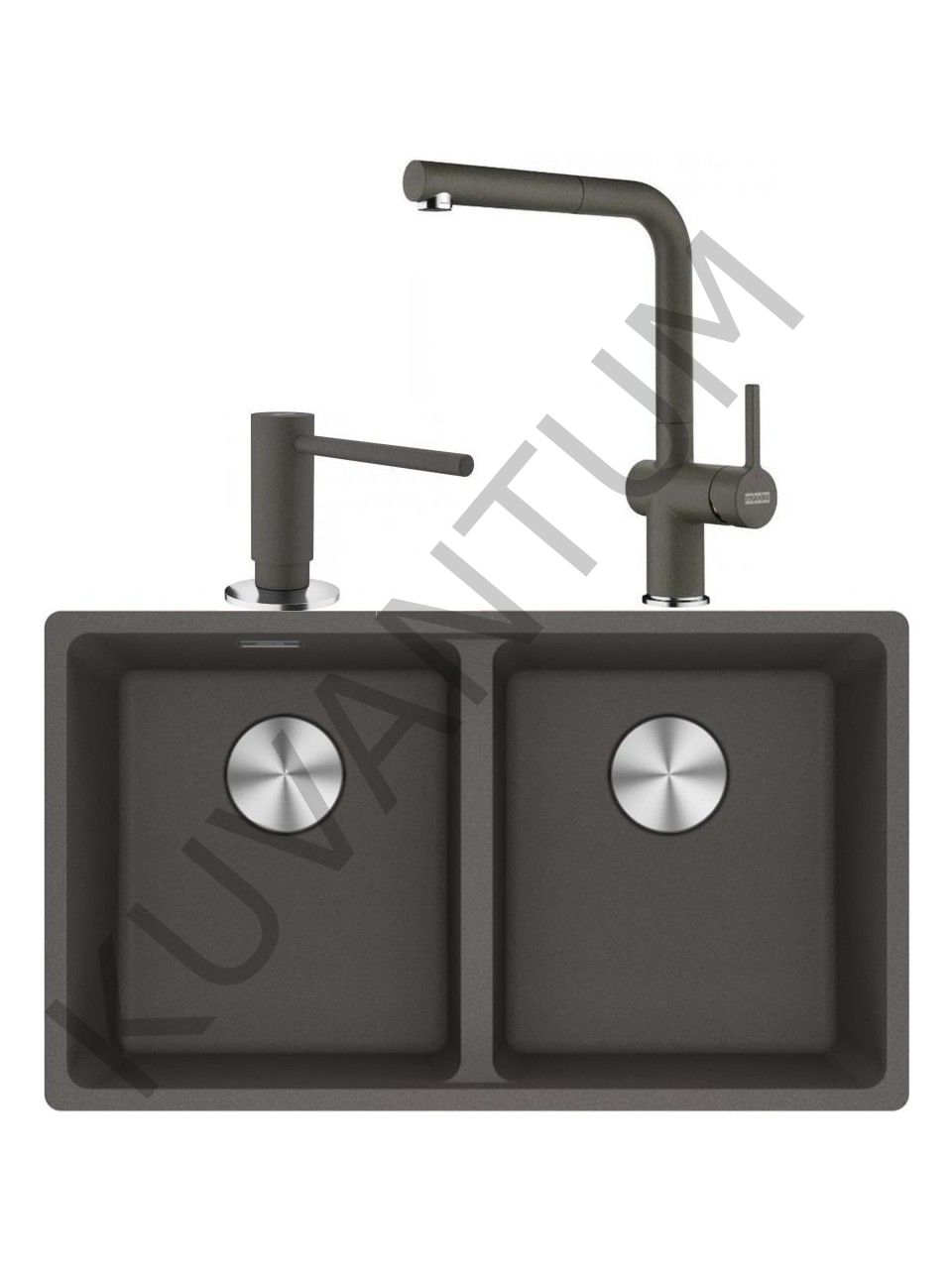 MARIS MRG 120-35-35  SLATE GREY GRANİT EVİYE + ACTIVE PLUS ARMATÜR + SIVI SABUNLUK