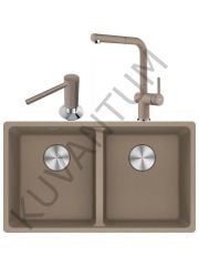 MARIS MRG 120-35-35 OYSTER GRANİT EVİYE + ACTIVE PLUS ARMATÜR + SIVI SABUNLUK