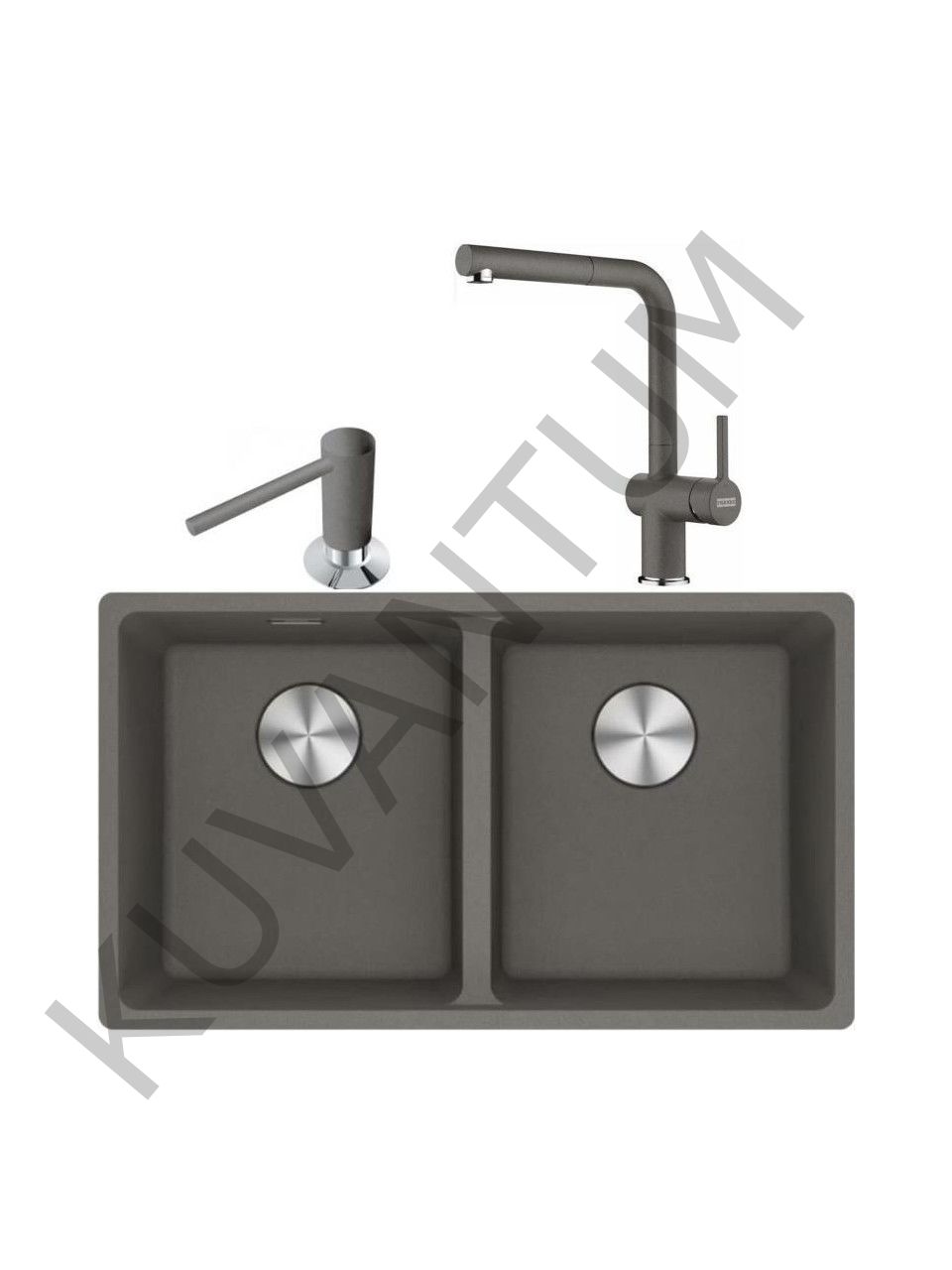 MARIS MRG 120-35-35 STONE GREY GRANİT EVİYE + ACTIVE PLUS ARMATÜR + SIVI SABUNLUK