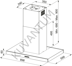 Franke Ada Format Tale  905 I BK MATT/900 Matt Black Ada Davlumbaz
