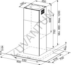 Franke  Ada Glass Linear  FGL 915 I BK XS/900  Black Glass/Inox  Davlumbaz