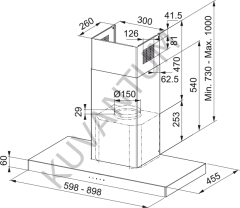 FRANKE Mythos FCR 925 TC BK/XS NG/900 Paslanmaz Çelik - Siyah Davlumbaz