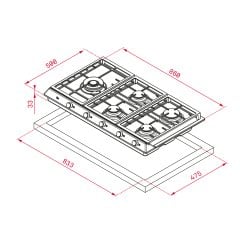 Teka EX 90.1 5G AI AL DR CI NTB E4 Wok Gözlü Inox Ankastre Ocak