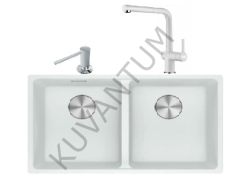 MARIS MRG 120-35-35 BİANCO GRANİT EVİYE + ACTIVE PLUS ARMATÜR + SIVI SABUNLUK